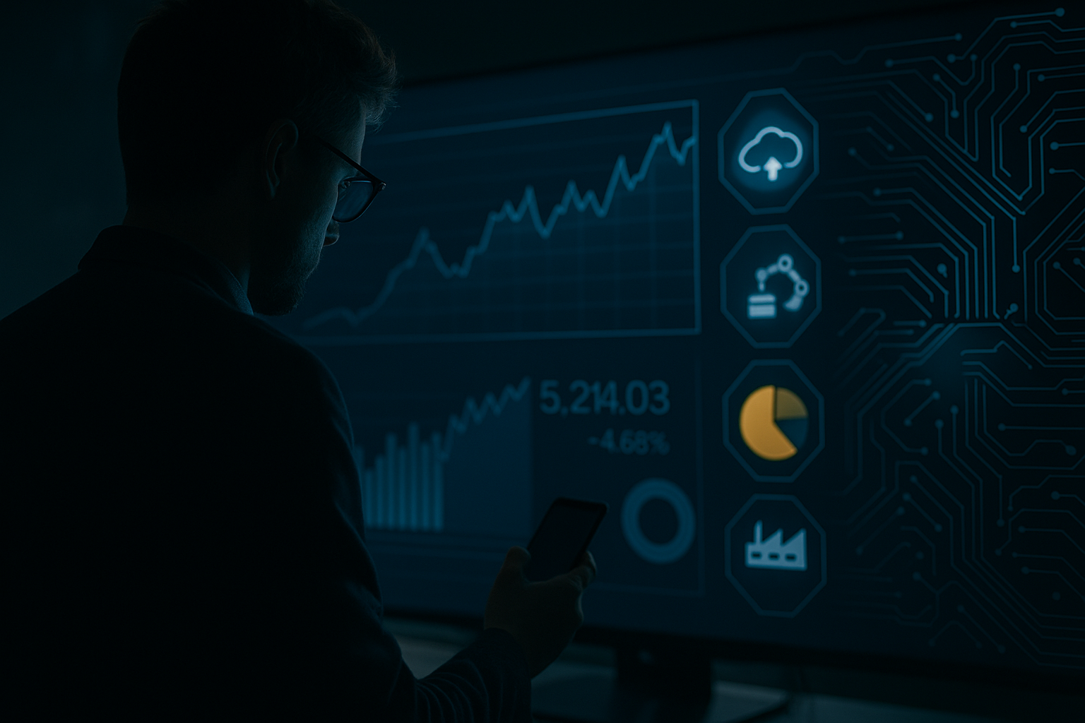 Modern industrial recruitment process transformed by digital technology — HR automation, data analytics, and AI innovation in Europe’s manufacturing sector