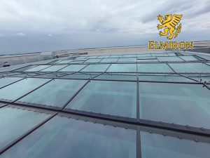Industrial steel structure installation on large industrial facility roof – Elmiron