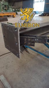 Steel framework welding inside industrial hall