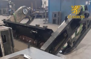 Steel fabrication inside industrial workshop