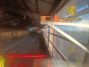 Industrial steel installation work in progress